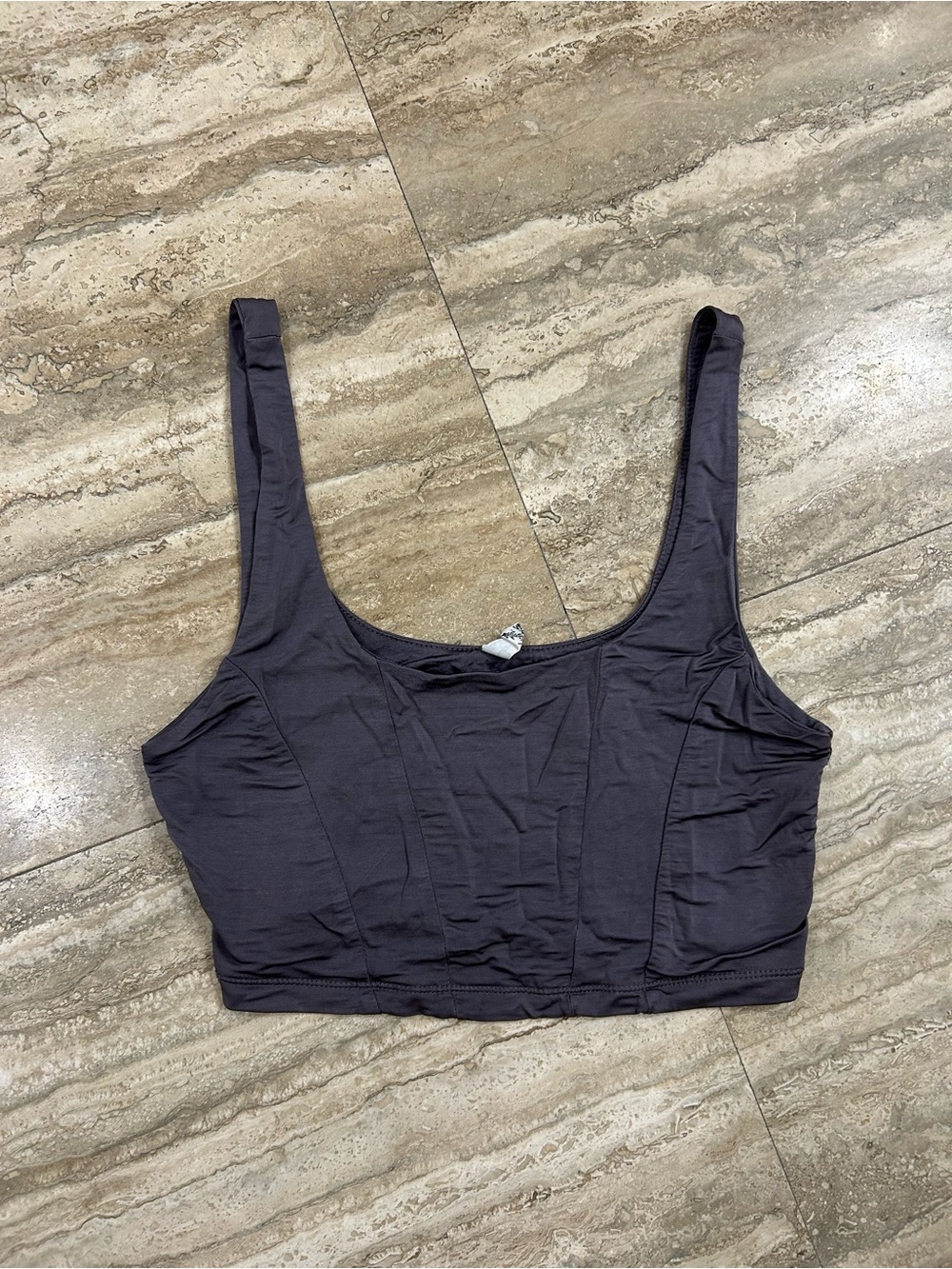 Free People Charcoal Gray Dusty Purple Crop Tank Top size small